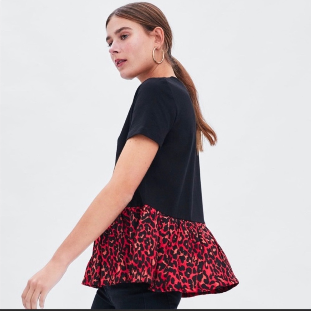 Zara Cotton Silk Contrasting peplum TOP s:S NWTG